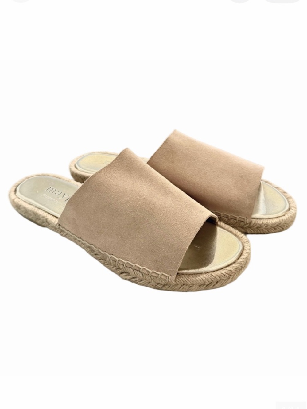 Maypol Anthropologie Beige Size 40 US 9.5 Suede Espadrille Flat Sandals Slides